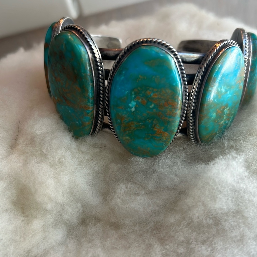 Sterling heavy Royston turquoise bracelet